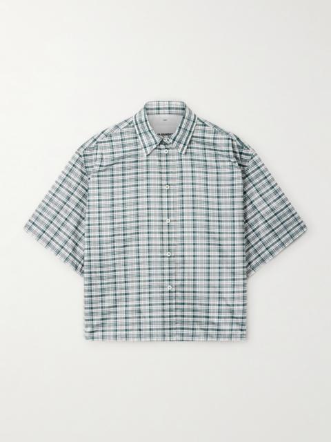 Jil Sander Cropped Checked Silk-blend Shirt