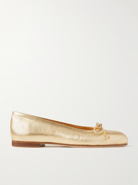 Manolo Blahnik Veralli Metallic Leather Ballet Flats