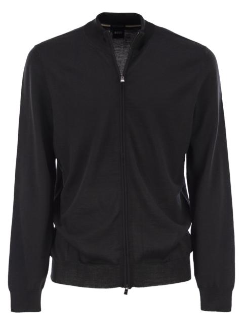 BOSS Boss Men Virgin Wool Knitted Cardigan With Zip