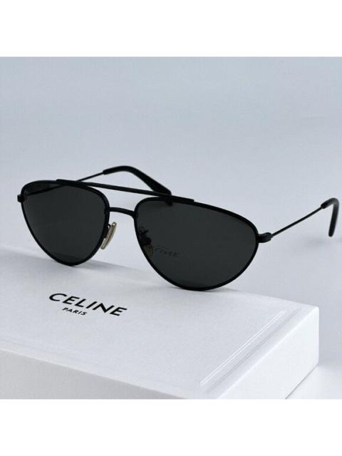 CELINE NEW Celine CL40077U 02A Matte Black Smoke Pilot Unisex Sunglasses CL 40077U