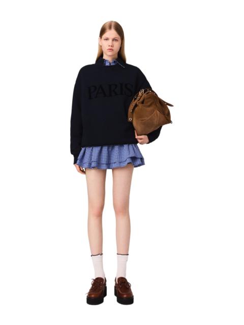 maje maje Paris embossed logo sweatshirt in Navy at Nordstrom