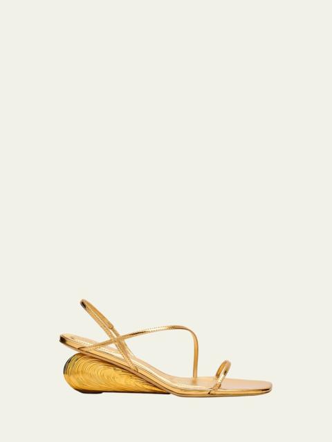 SIMKHAI Bridget Metallic Wedge Strappy Sandals