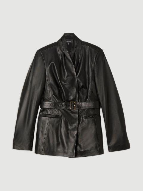 KAREN MILLEN Leather Belted Tailored Blazer