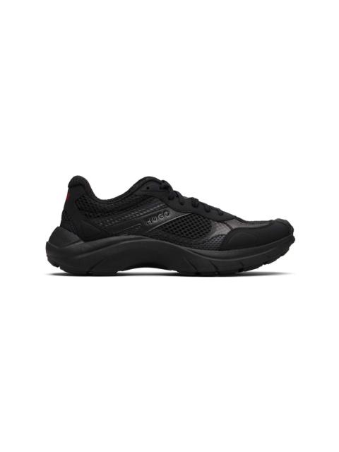 HUGO Black Mesh & Faux-Leather Sneakers