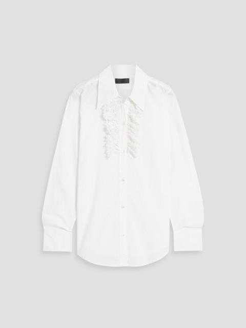 NILI LOTAN Reina crochet-trimmed cotton-poplin shirt