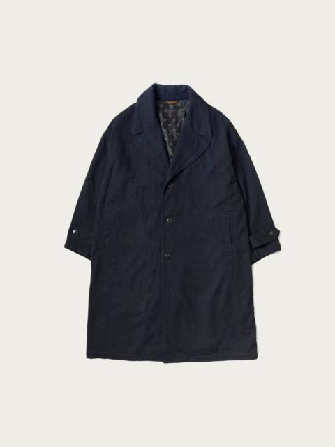 Twill Aging-Wool CAVALIER Coat - Indigo