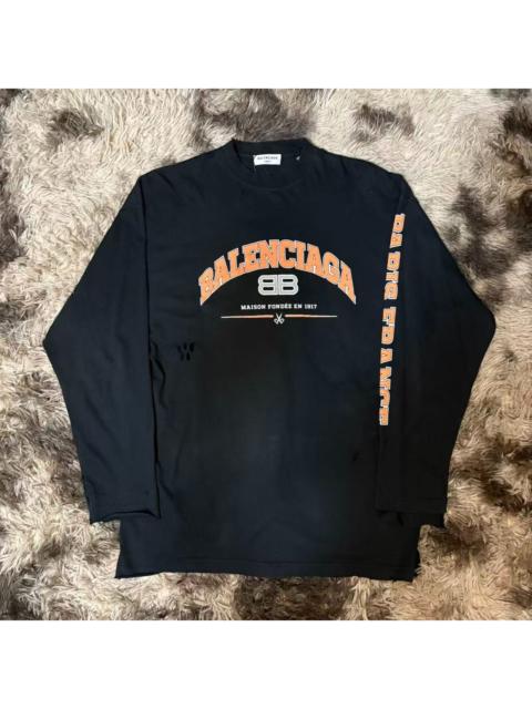 BALENCIAGA Balenciaga Black Distressed Double B Scissor Long-Sleeve