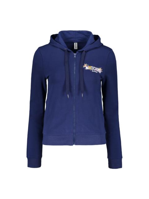 logo-print zip-up hoodie