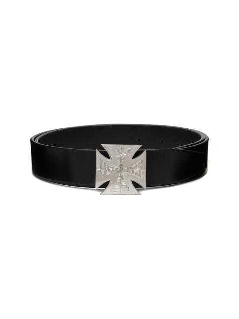 VETEMENTS Black Metal Biker Cross Logo Belt