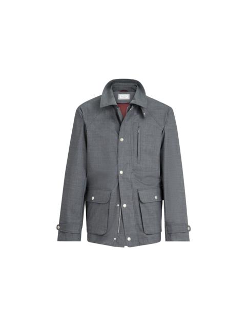 Brunello Cucinelli Brunello Cucinelli Bonded fresco field jacket in Grey at Nordstrom