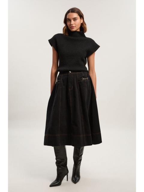 KAREN MILLEN Denim Snaffle Full Midi Skirt