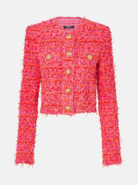 Balmain Sequined cropped tweed jacket