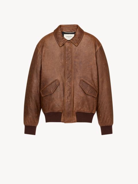 SAINT LAURENT BOMBER JACKET IN VINTAGE GRAINED LAMBSKIN