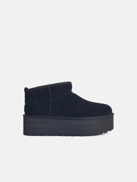 UGG 'CLASSIC ULTRA MINI PLATFORM' BLACK SUEDE BOOTS