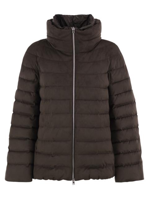 Herno Herno Women Technical Suede-Effect Down Jacket With Padded High Collar