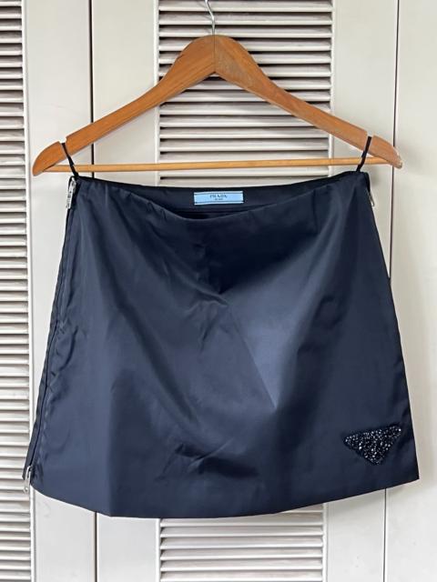 Prada Prada black triangular logo studded skirt
