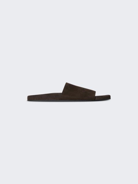 The Row Hugh Slide Sandal Laquer Brown