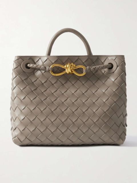Andiamo small intrecciato leather tote Stone