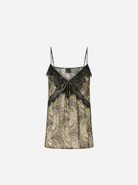 PINKO TOP WITH CASHMERE PRINT AND LACE