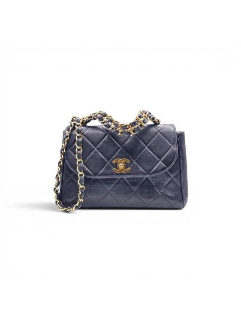 CHANEL Black Quilted Lambskin Flap Shoulder Bag with Gold Hardware