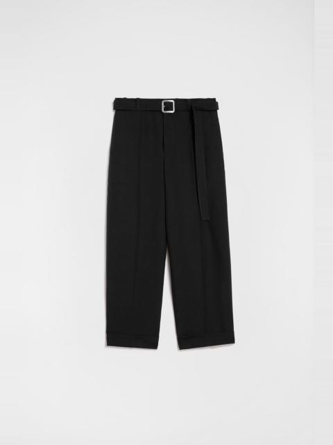 Wool Poplin Belted Trousers