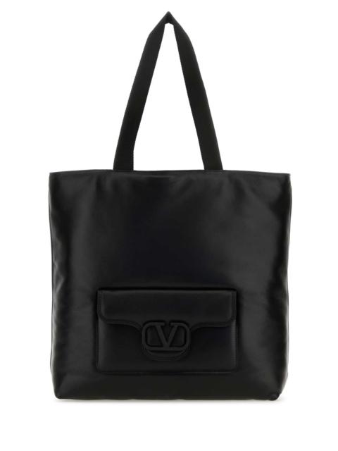 Valentino Valentino Garavani Men Black Nappa Leather Valentino Garavani Noir Shopping Bag