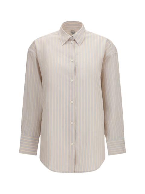 TOTEME Toteme Oversized Striped Cotton Shirt Yellow/Sky