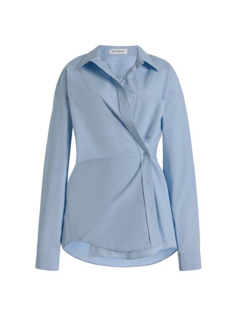 The Frankie Shop Ornella Button-Up Cotton Shirt blue