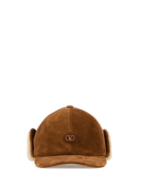Valentino Valentino Garavani Men Caramel Suede Baseball Cap