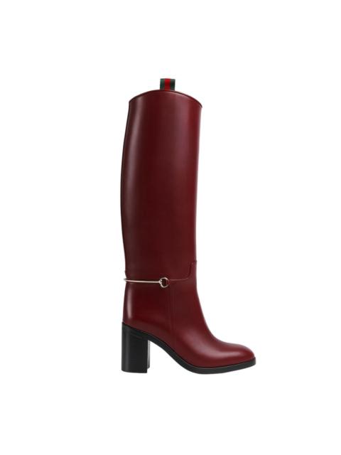 GUCCI GUCCI $2600 Rosso Ancora Red Slim Horsebit Boots New & Authe