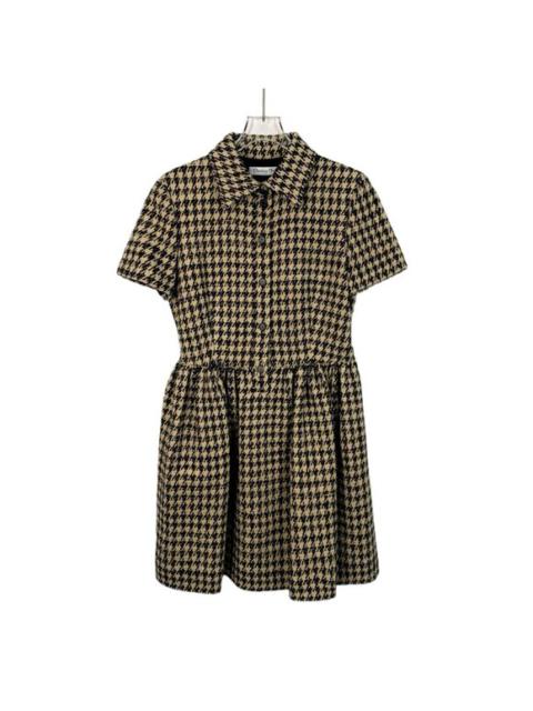 Christian Dior Womens Houndstooth Silk Blend Short-Sleeve Collared Dress Size 38