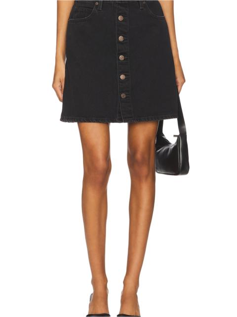 CELINE trapeze mini skirt in rinsed wash denim | REVERSIBLE