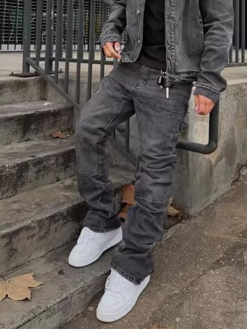 Other Designers Other - Faded Black Stacked Carpenter Denim - Flare / Zip Hem