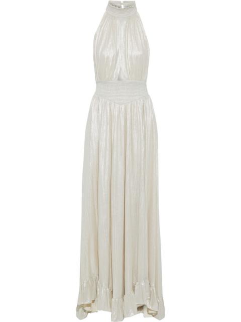 RETROFÊTE Carly cutout shirred lamé gown