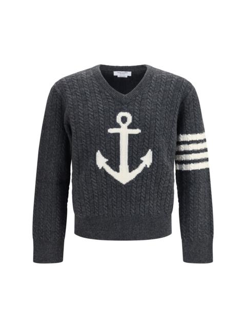 Thom Browne Thom Browne 4-Bar Merino Wool Sweater Dark Grey