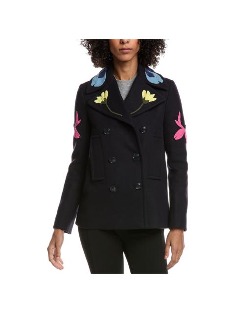 Valentino Valentino Applique Wool-Blend Peacoat