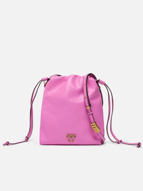 PINKO LEATHER MINI SLOUCHY BAG WITH LOVE BIRDS LOGO