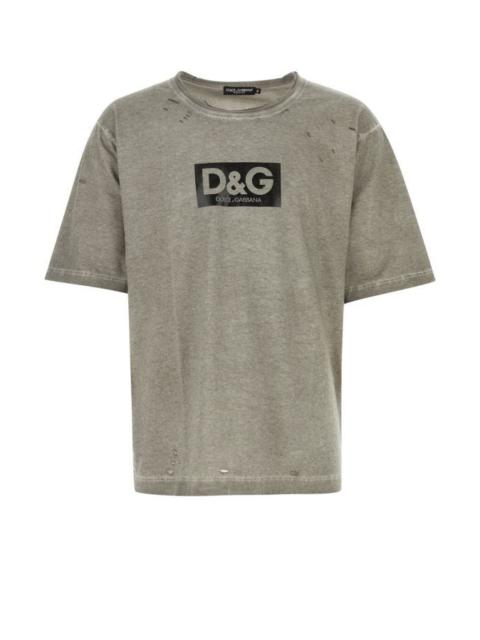 DOLCE & GABBANA MAN Melange Grey Cotton Oversize T-Shirt