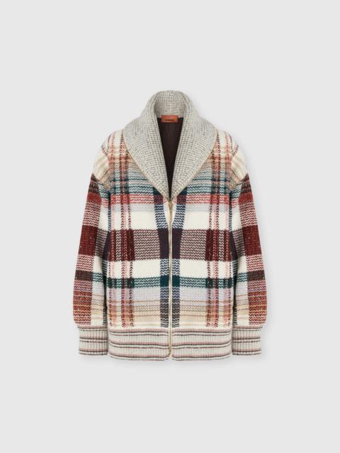 Missoni Missoni Quilted Jacket With Check Pattern in White & Burgundy at Nordstrom
