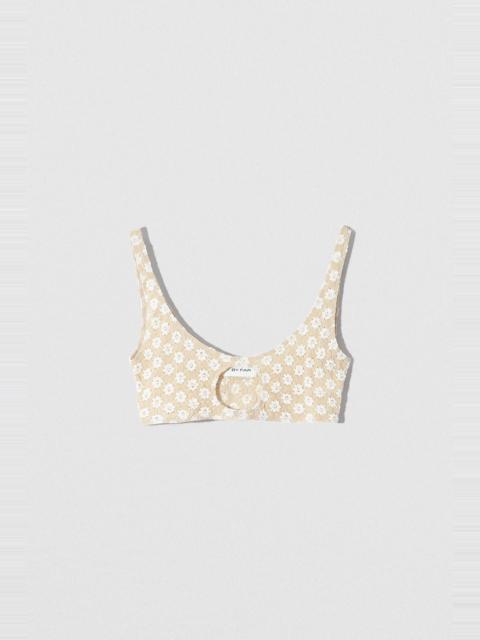 BY FAR RUBI BRALETTE BEIGE FLORAL LACE