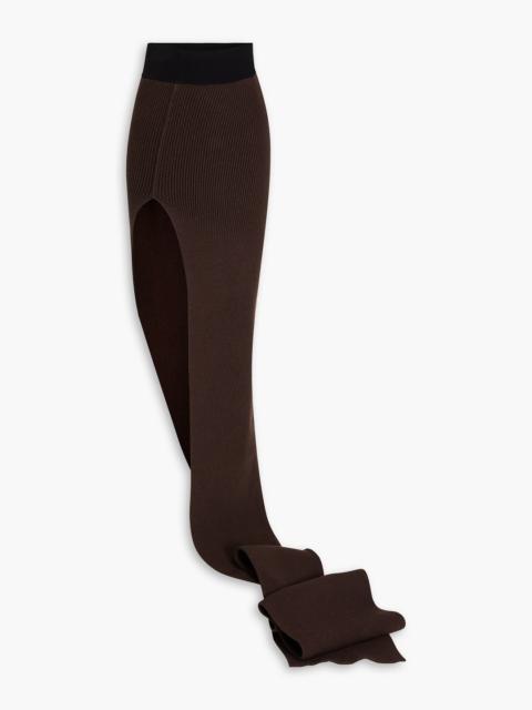 Rick Owens Asymmetric ribbed cashmere-blend maxi skirt