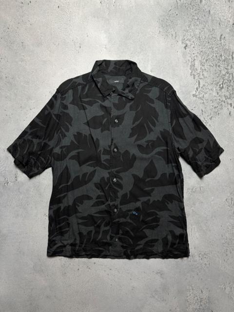 Diesel Diesel Black Leaf Pattern Short Sleeve Button-Up Viscose y2k
