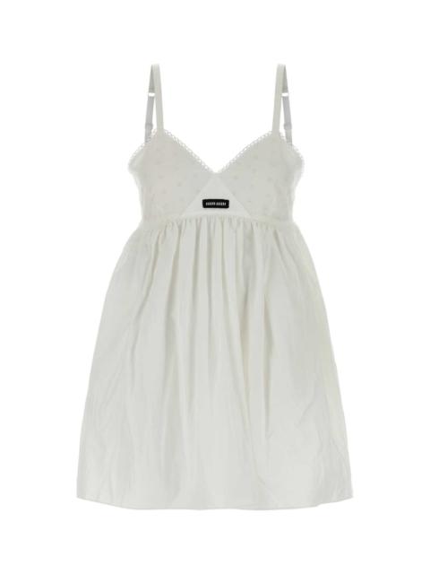 Miu Miu Miu Miu Women White Cotton Blend Mini Dress