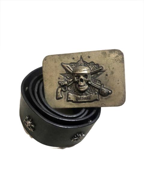 Other Designers Skulls - Galliano 🇮🇹 Main Line 💀 Brass Buckle Leather Belt