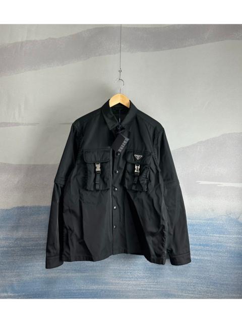 Prada Prada Black Single-Breasted Nylon Shirt with Dual Pockets and Triangle Logo