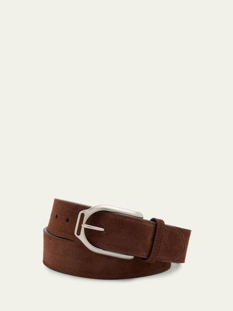 Ralph Lauren Men's Welington Stirrup-Buckle Calf Suede Belt