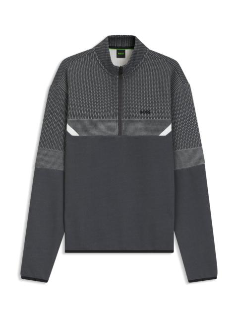 BOSS RELAXED-FIT ZIP-NECK SWEATSHIRT WITH QUILTED JACQUARD