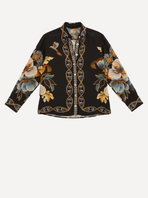 FARM RIO Black Floral Snake Pyjama Shirt