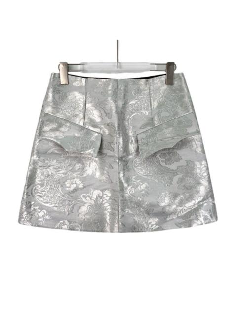 Louis Vuitton Louis Vuitton Silver Embroidered Zip Skirt
