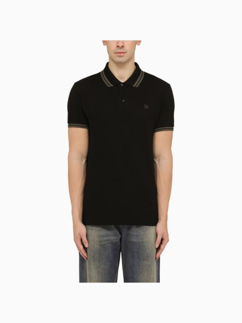 Etro Black Short Sleeved Polo Shirt With Logo Embroidery